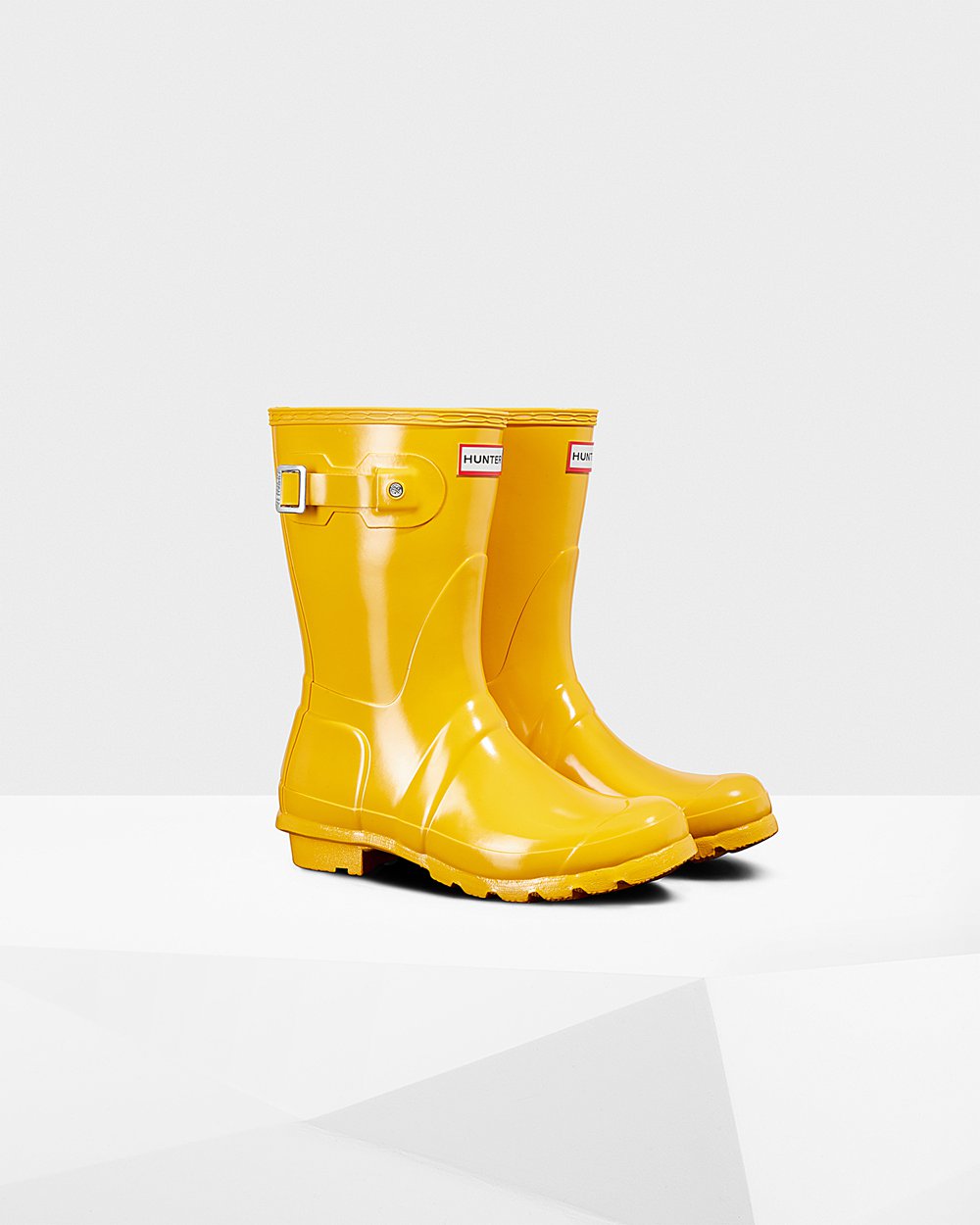 Hunter Original Gloss Short Rain Boots - Outlet Store Womens Yellow - UBNYHV578